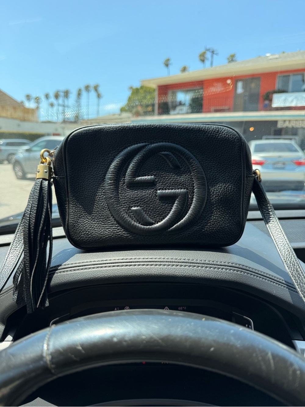 Gucci black camera bag tassel